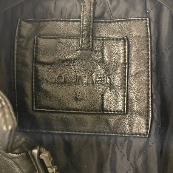 Calvin Klein Faux Leather Biker Jacket Men's Size Small - Picture 6 of 14